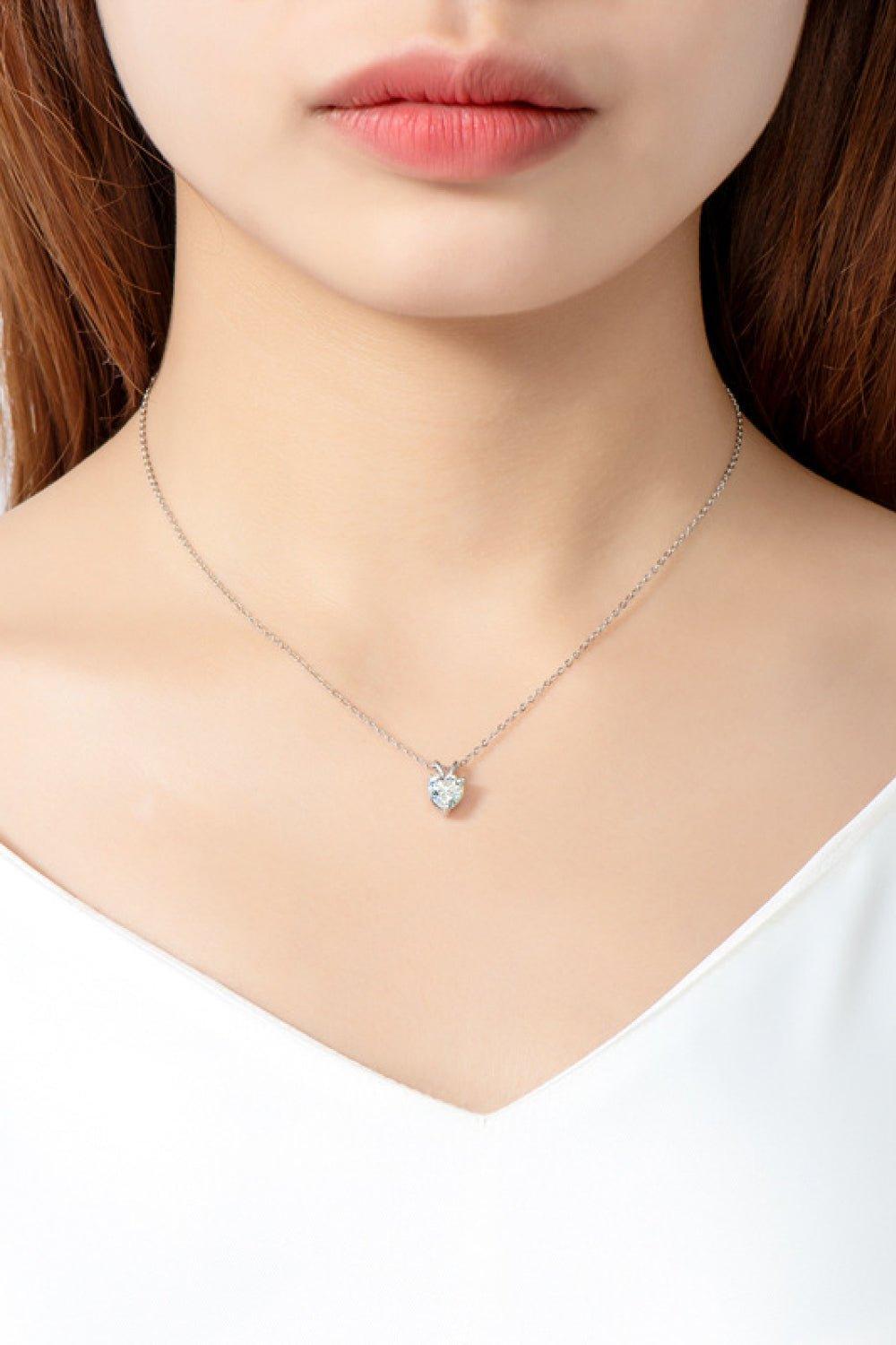 1 Carat Moissanite Heart - Shaped Pendant Necklace - Admiresty