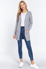 ACTIVE BASIC Open Front Long Sleeve Cardigan - Admiresty