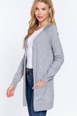 ACTIVE BASIC Open Front Long Sleeve Cardigan - Admiresty