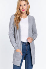 ACTIVE BASIC Open Front Long Sleeve Cardigan - Admiresty