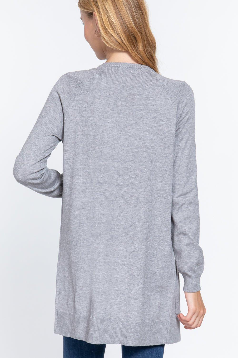 ACTIVE BASIC Open Front Long Sleeve Cardigan - Admiresty