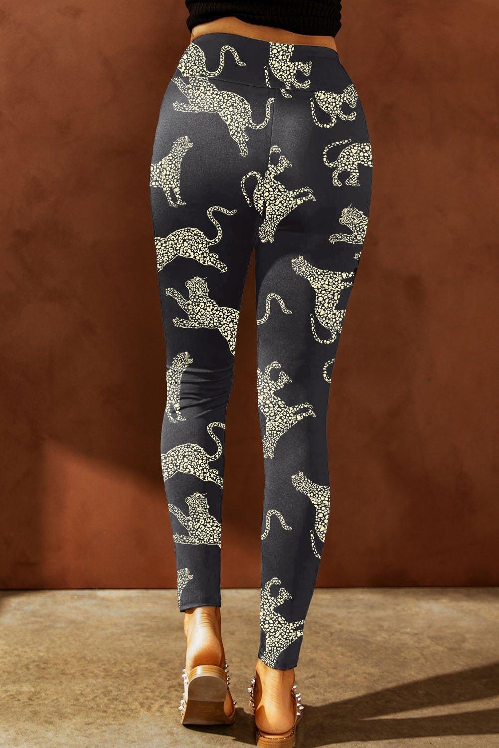 Animal Printed Distressed High Waist Leggings - Admiresty