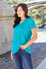 Basic Bae Full Size V - Neck Short Sleeve T - Shirt - Admiresty
